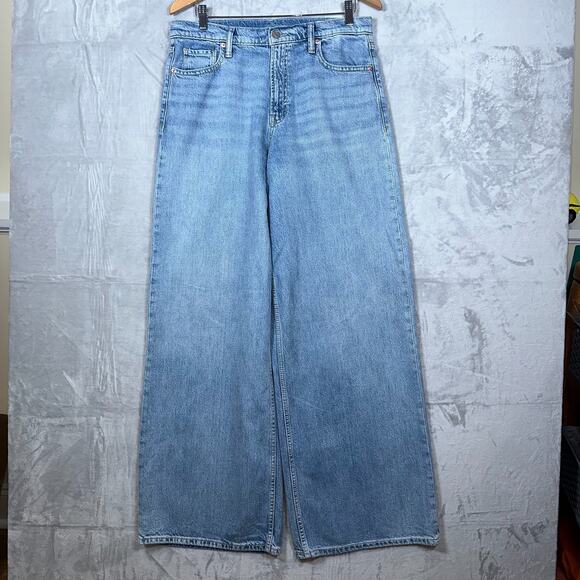 GAP Jeans Womens 30 10 Tall Baggy Mid Rise Ultrasoft Wide Leg Light Wash See Pic - Picture 1 of 15